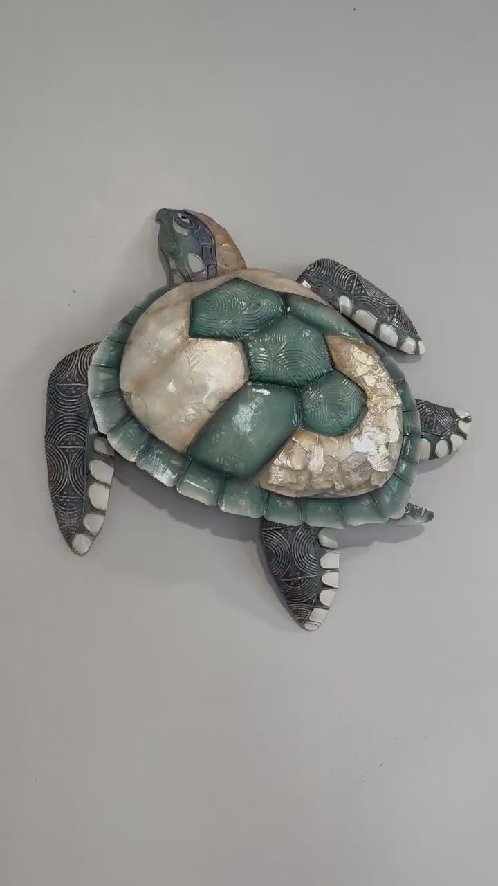 Turtle Metal Wall Art Sea Turtle Tropical Home Decor Made Unique With Capiz Shells Nautical Beach And Coastal Wall Decor Ocean Inspired Gift