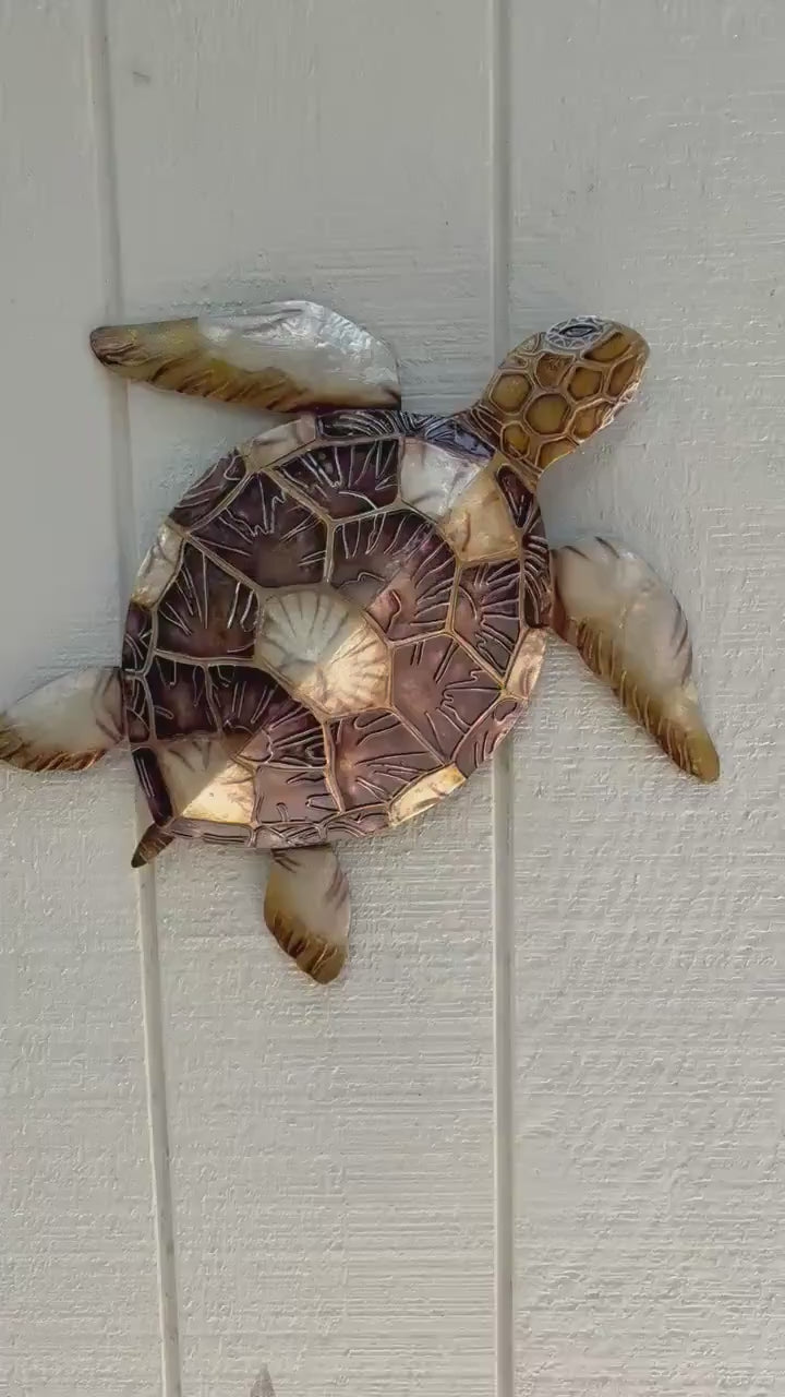 Sea Turtle Metal Wall Art, Beach House & Coastal Decor