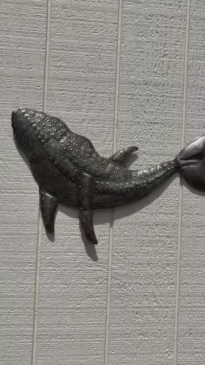 Whale Metal Wall Art Coastal Living & Beach House Decor Ocean Sea Life Home Decor