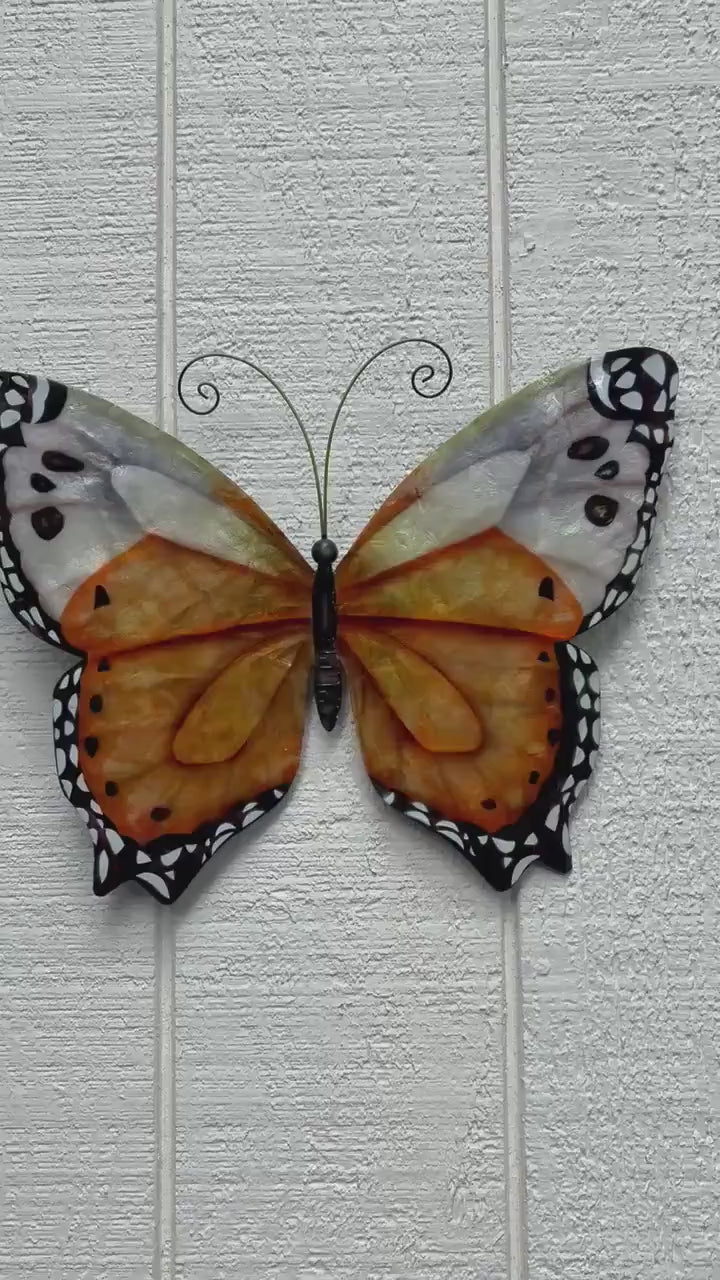 Butterfly Lover Metal Wall Decor Tropical Patio Yard & Garden Home Decor Made Unique With Capiz Shells Butterflies Nature Inspired Gifts