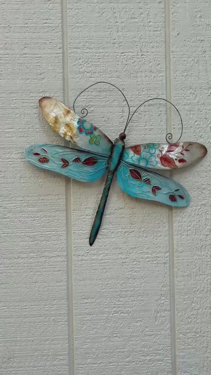 Dragonfly Metal Wall Art Made Unique With Capiz Shells Tropical Home And Yard Decor Dragonflies Symbolize Transformation Of New Beginnings